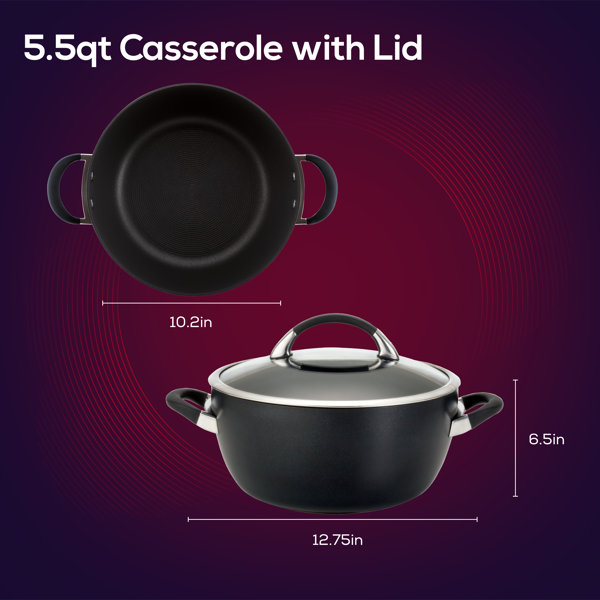 Circulon Symmetry 5.5 Quart Covered Casserole Black