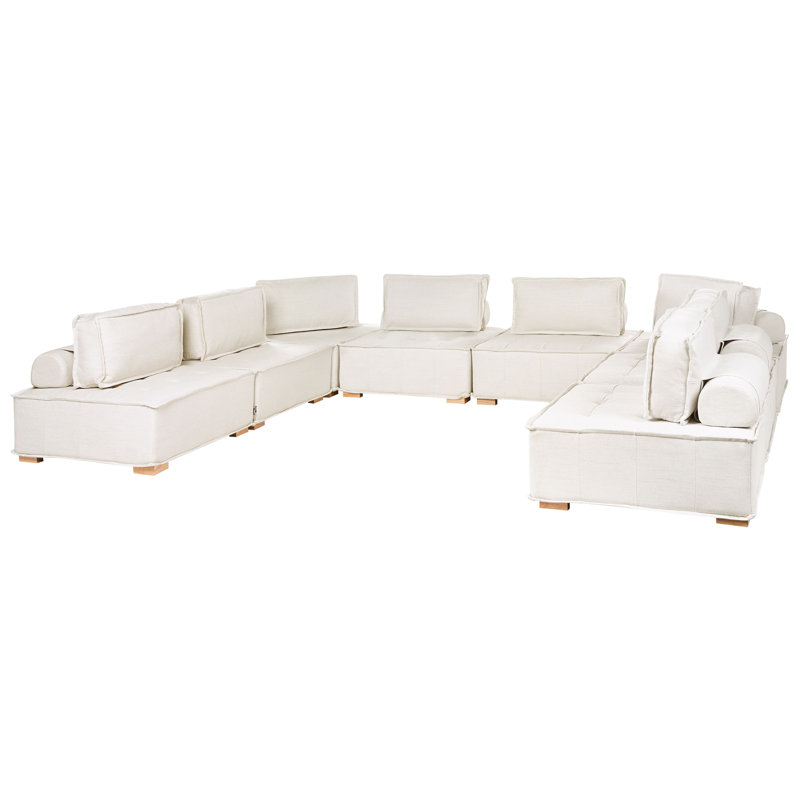 Modular U-Shape Sofa 8 Seater TIBRO Fabric, Off White