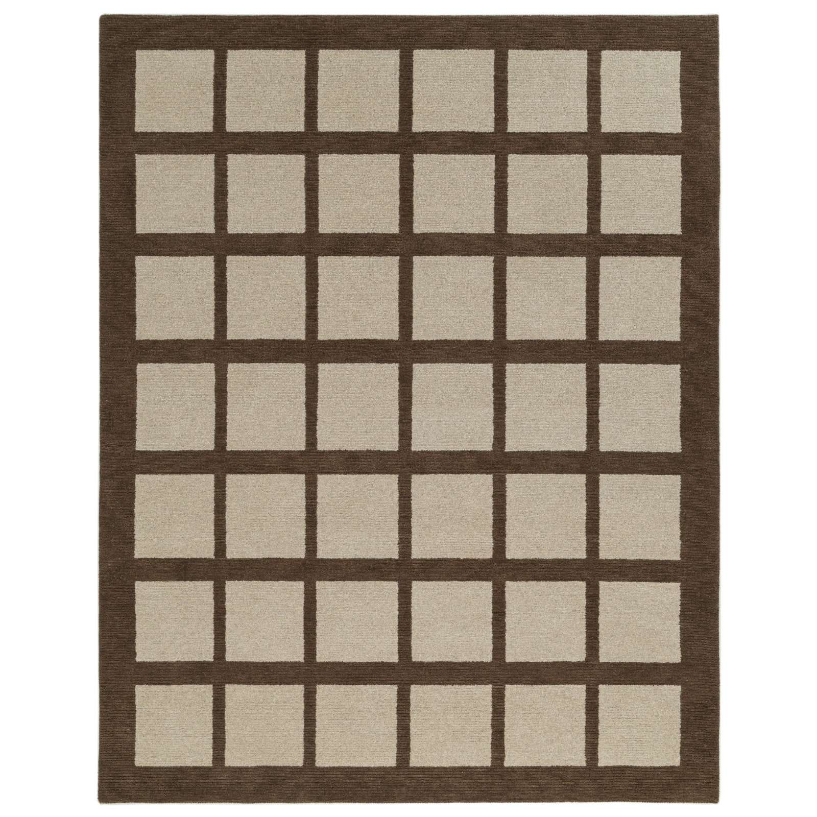 Hand-Tufted Geometric Wool Rug, 2'x3', Brown
