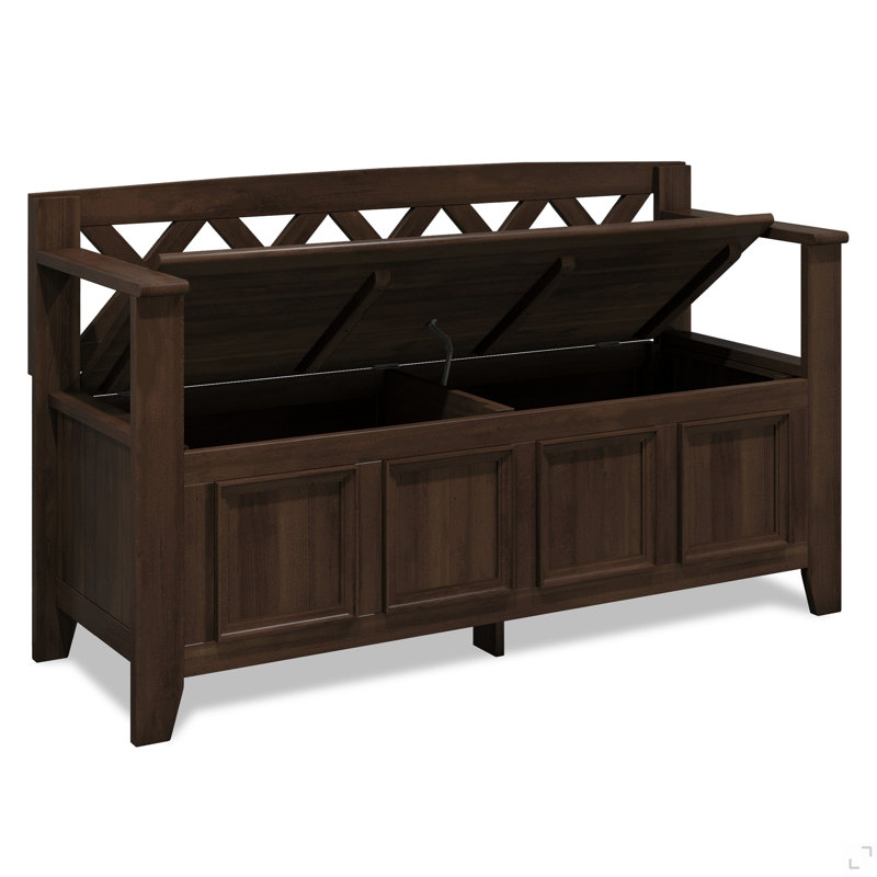 Amherst Solid Wood Entryway Storage Bench, Brown