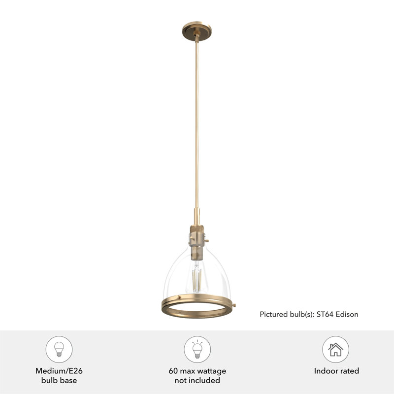 Alturas Gold Modern 16" Glass Bell Pendant Light