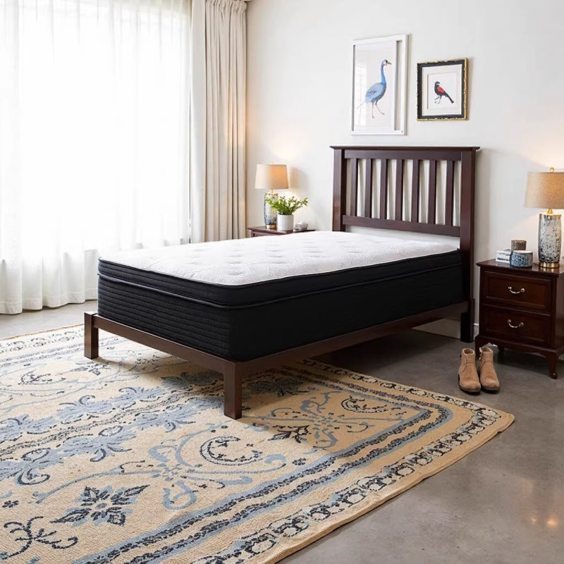 13 Inch Plush Queen Mattress with Pocketed Coils - Hybrid Memory Foam & Spring Mattress for Pressure Relief & Cooling Sleep