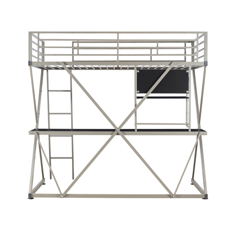 Modoc Twin Metal Four Poster Loft Bed with Bookcase by Isabelle & Max™