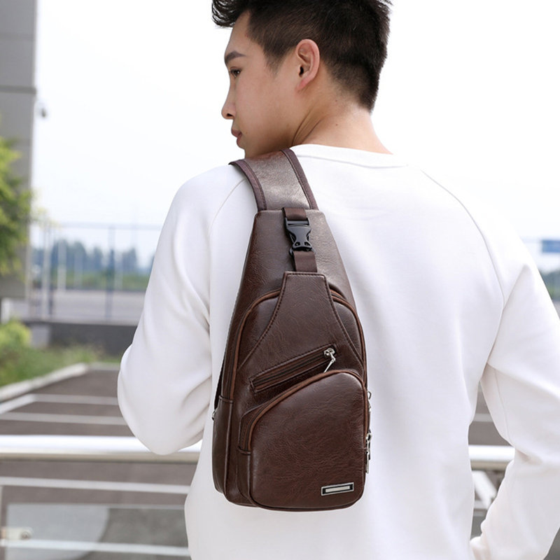 Sling Bag For Men Women Shoulder Backpack Chest Bags Crossbody Daypack With Earphone Hole For Hiking Camping Outdoor Trip