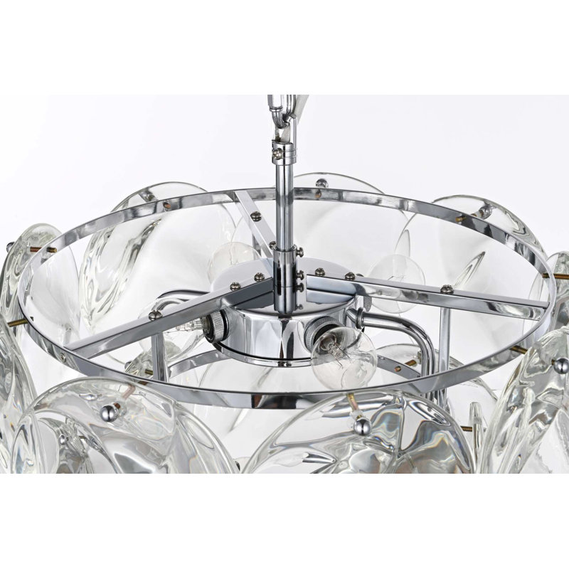Lustre en cristal 16 pouces Ikeny, H 10 po x l 16 po x P 16 po, Chrome chrome, Six lumières