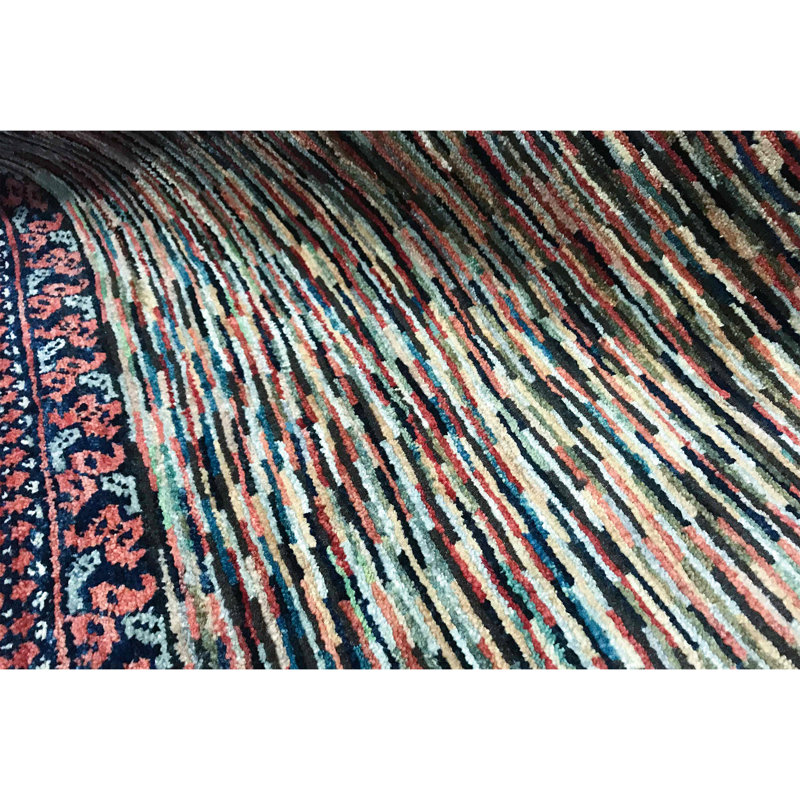 Hand-Knotted High-Quality Rust and Blue Area Rug