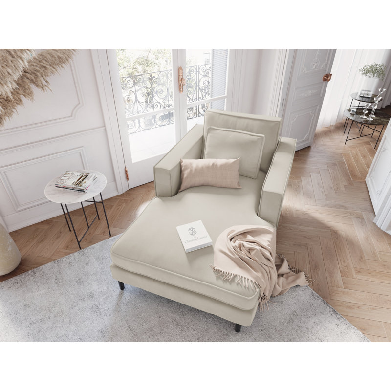 Velvet Chaise Lounge, Light Beige