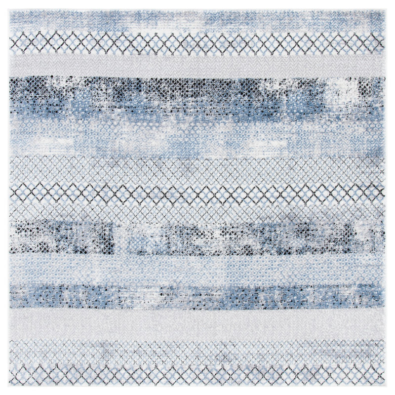 Tapis gris / bleu clair Adames, Carré 5 pi 3 po