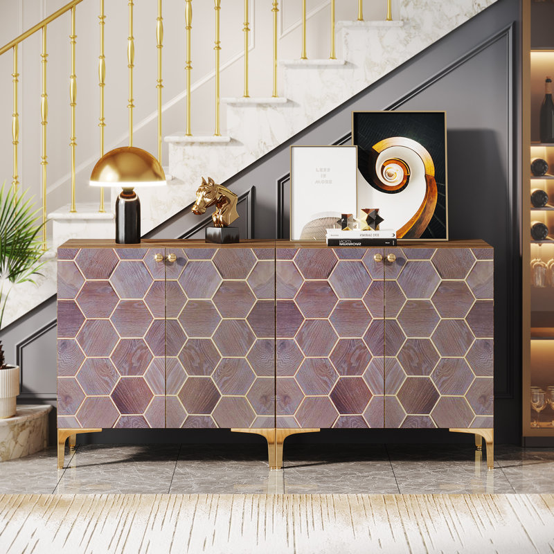 Armoire de rangement moderne Arkaitz, Mauve / Brun