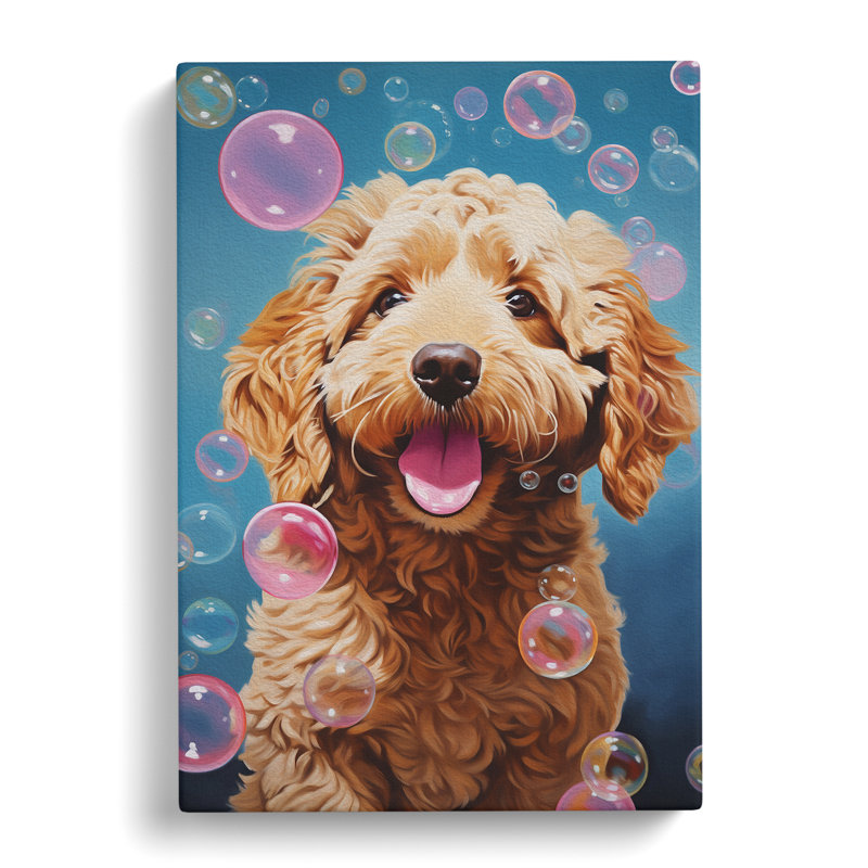 Labradoodle Bubble Gum - No Frame Print, 76cm H x 50cm W x 3cm D