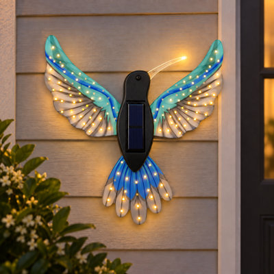 Solar Hummingbird Outdoor Wall Lantern with Integrated LED