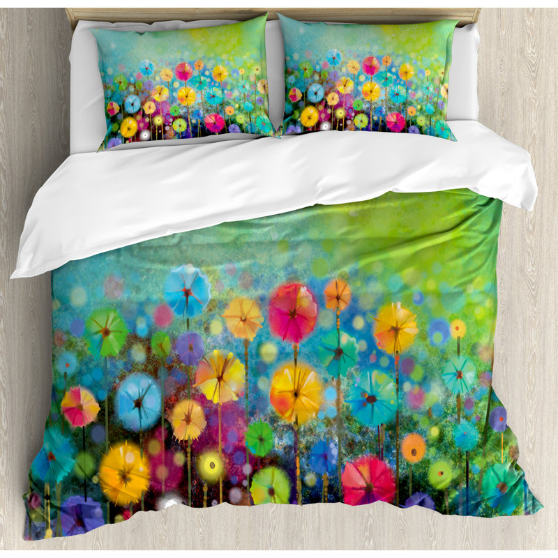 Watercolor Flower Home Traditional Polyester Floral Duvet Cover, King
