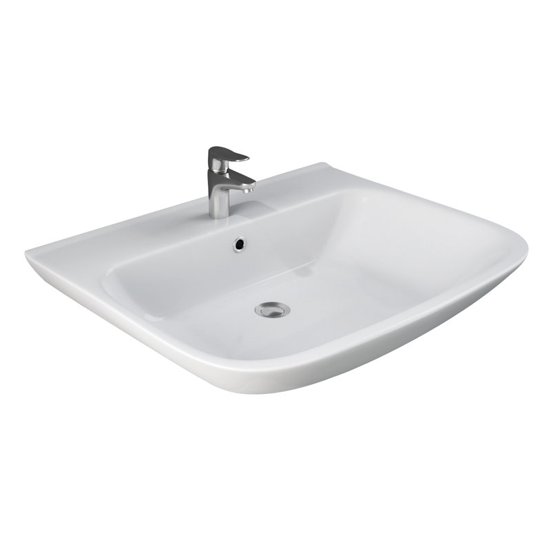 Barclay 21.5'' White Vitreous China U-Shaped Bathroom Sink with Overflow, 4" Centers