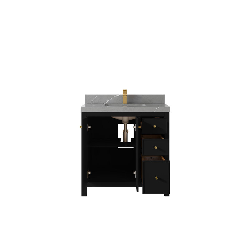 Ensemble de meuble-lavabo simple 36 po Chicago, Gris Piatra