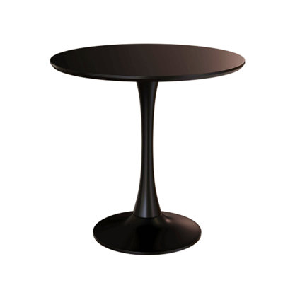 Black Round Table, Modern Dining Table, MDF Top And Steel Base Tulip Round Kitchen Table, Mid Century Coffee Table For Living Room 24 Inch, Kitchen Table, Oval Dining Table