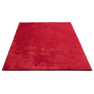 The Carpet Relax – Modern Rug, Fluffy, Short Pile, Non-Slip Underside, Washable Up To 30°C, Super-Soft, Fur Look, Red