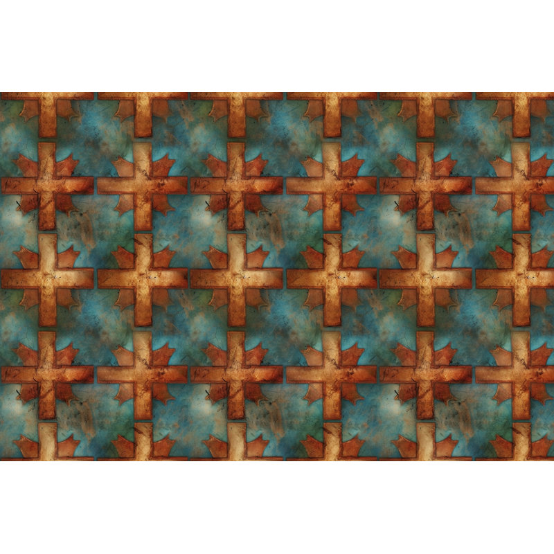 Christian Shower Curtain Cross Bathroom Décor Orange/Blue, H 93 po x l 70 po