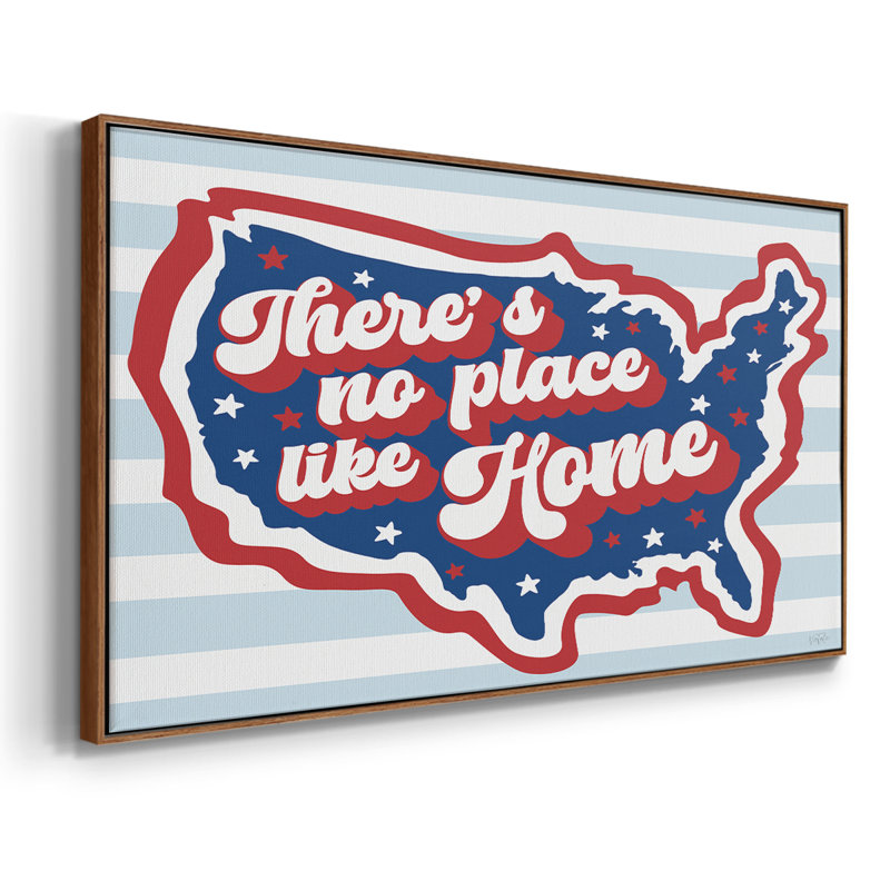 Retro USA - Toile tendue avec châssis encadré - Prêt à accrocher, H 25 po x l 49 po, Noyer