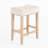 25.75" H Mid-Century Modern Saddle Stool Backless Upholstered Counter Stool with Wood Frame-867278261-867278260
