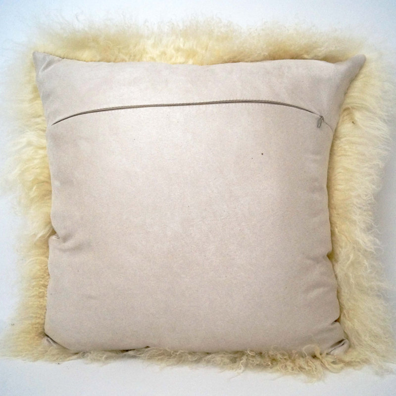Tibetan Microsuede Throw Pillow, Off White, 20" x 20", Solid Color