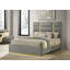 Grand lit à panneau tapissier en tissu bleu marine Ines-863428503-863428505