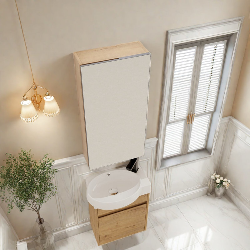 Armoire à pharmacie peu encombrante avec rangement, 14 po, salle de bain moderne en contreplaqué