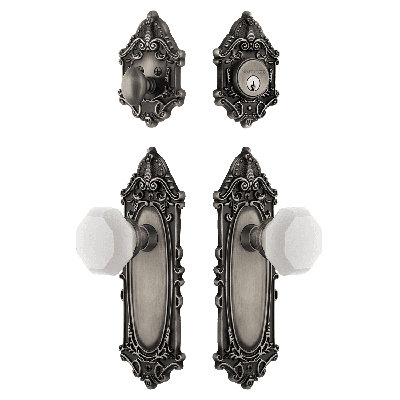 Nostalgic Warehouse Victorian Entry Set with White Waldorf Crystal Knob