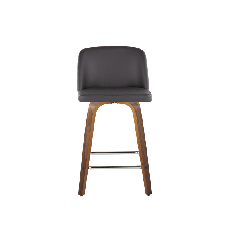 Lakyia Swivel Upholstered Counter Stool, Walnut/Chrome