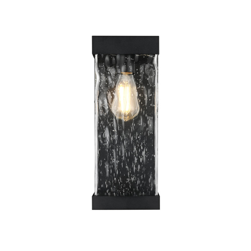 Linch Outdoor Wall Sconce in Black, 16" H x 6" W x 4" D