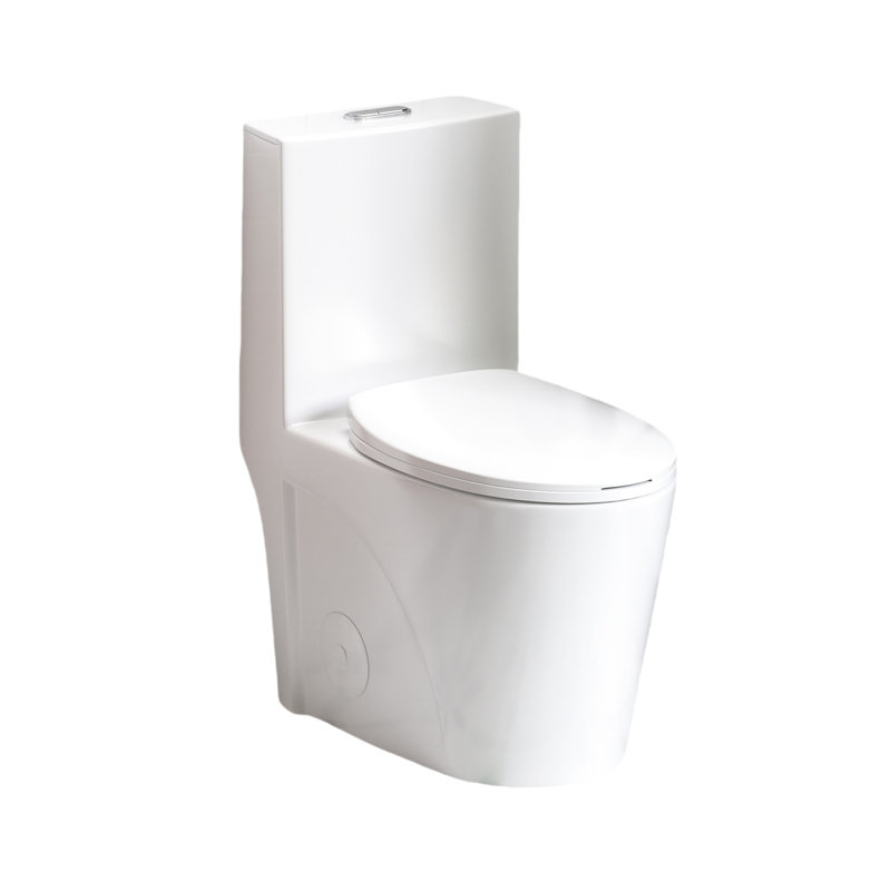 Toilette de salle de bain, double chasse 1,1 / 1,6, céramique, blanc brillant, siège allongé à fermeture douce, siège confort blanc, bol