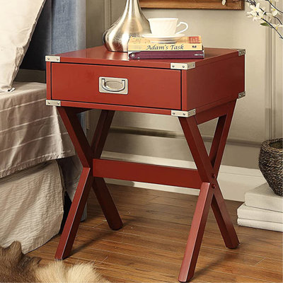 Table d'appoint en blanc - tiroir moderne en composite de bois 15 po x 9 po 3 po et détails élégants