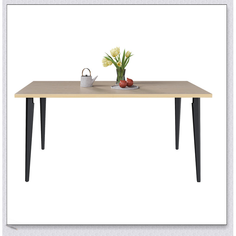 63-Inch Modern Dining Table, Wooden Tabletop & Rust-Resistant Iron Legs, Rectangular Kitchen Table For 6-8 People, Rustic Industrial Design For Dining Room, Patio (Table Only)