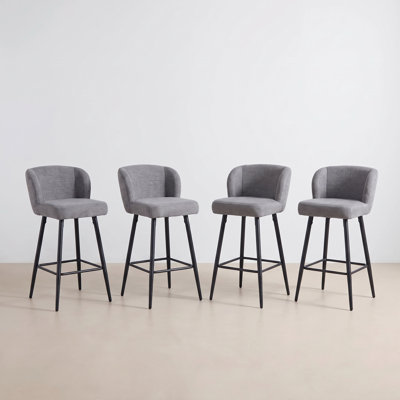 Modern Upholstered Counter Height Bar Stools,Bar Chairs with Metal Frame, Thick Padded Seat & Backrest,Barstools for Kitchen Island, Dining Space and Home Bar