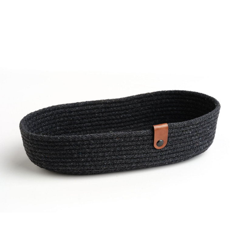 Latitude Run Cotton Decorative Basket, Black
