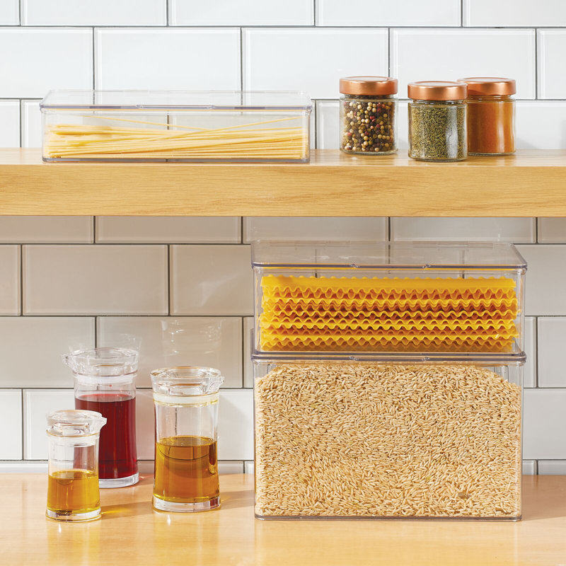 Boîte de rangement pour garde-manger / réfrigérateur mDesign - couvercle à charnières, transparent