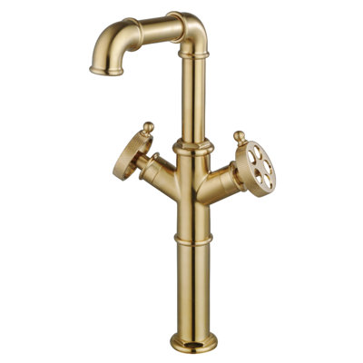 Robinet vasque à deux poignées à fixation sur comptoir à deux trous avec poignée moletée Kingston Brass Wendell