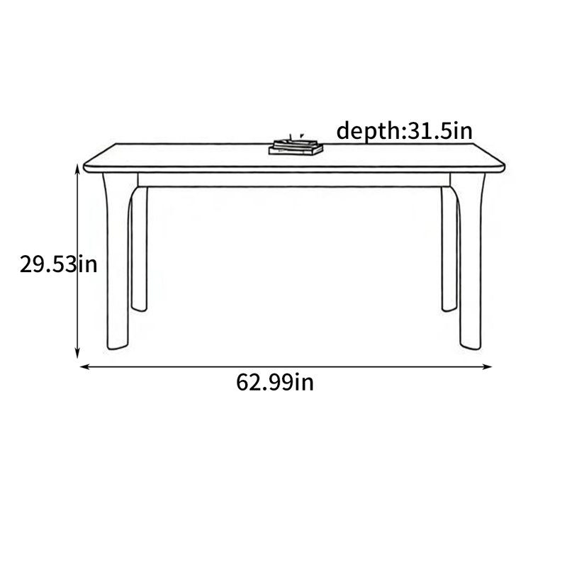 Table de salle à manger French French, H 29,53 po x L 62,99 po x l 31,5 po