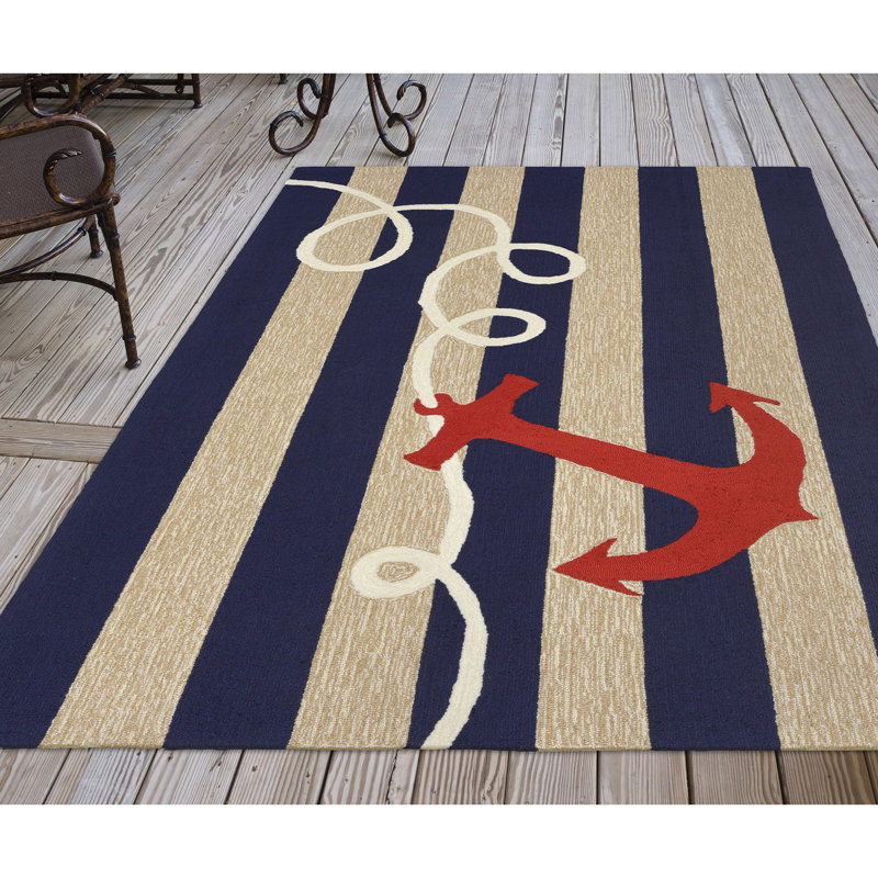 Tapis rectangulaire touffeté à la main bleu marine