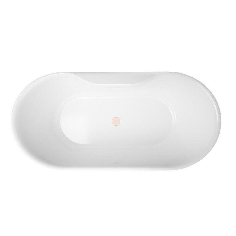 Una 67'' x 31.5'' Soaking Acrylic Bathtub, White/Rose Gold 