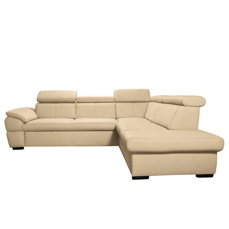 Edena Leather Corner Sofabed, Right Hand Facing, Beige