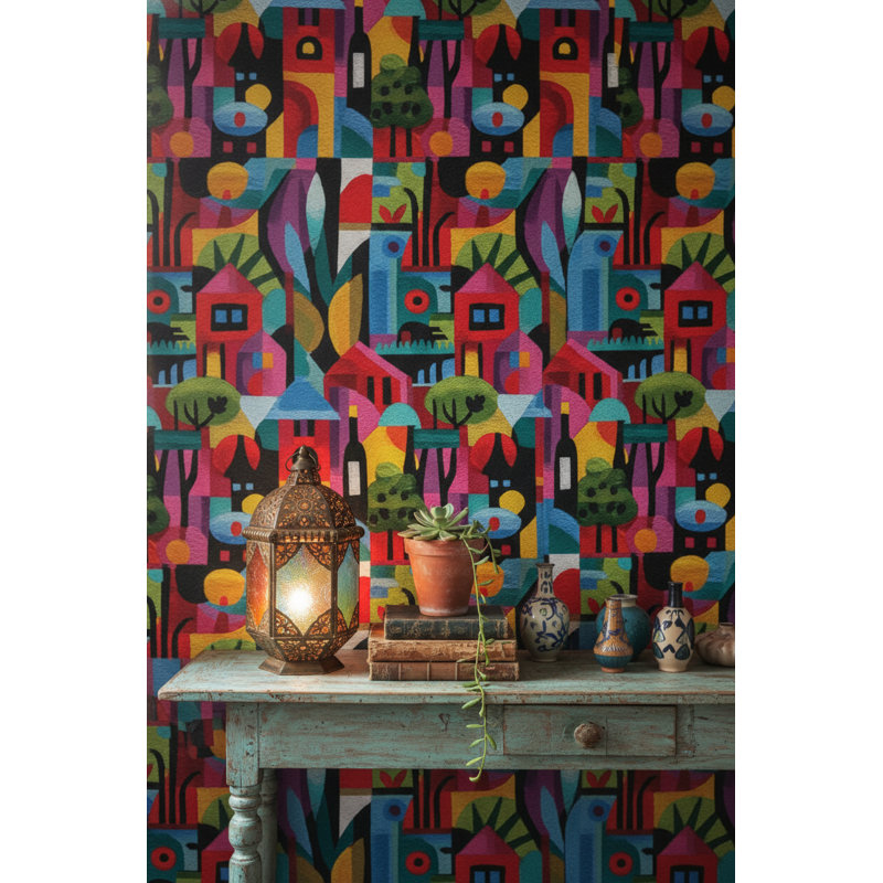 Décoration murale géométrique abstraite maisons abstraites
