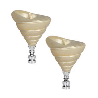 Royal Designs, Inc. F-5106SL-2 Fleuron en spirale torsadée naturelle à coquillage, coquille blanche, base en argent poli, paquet de 2