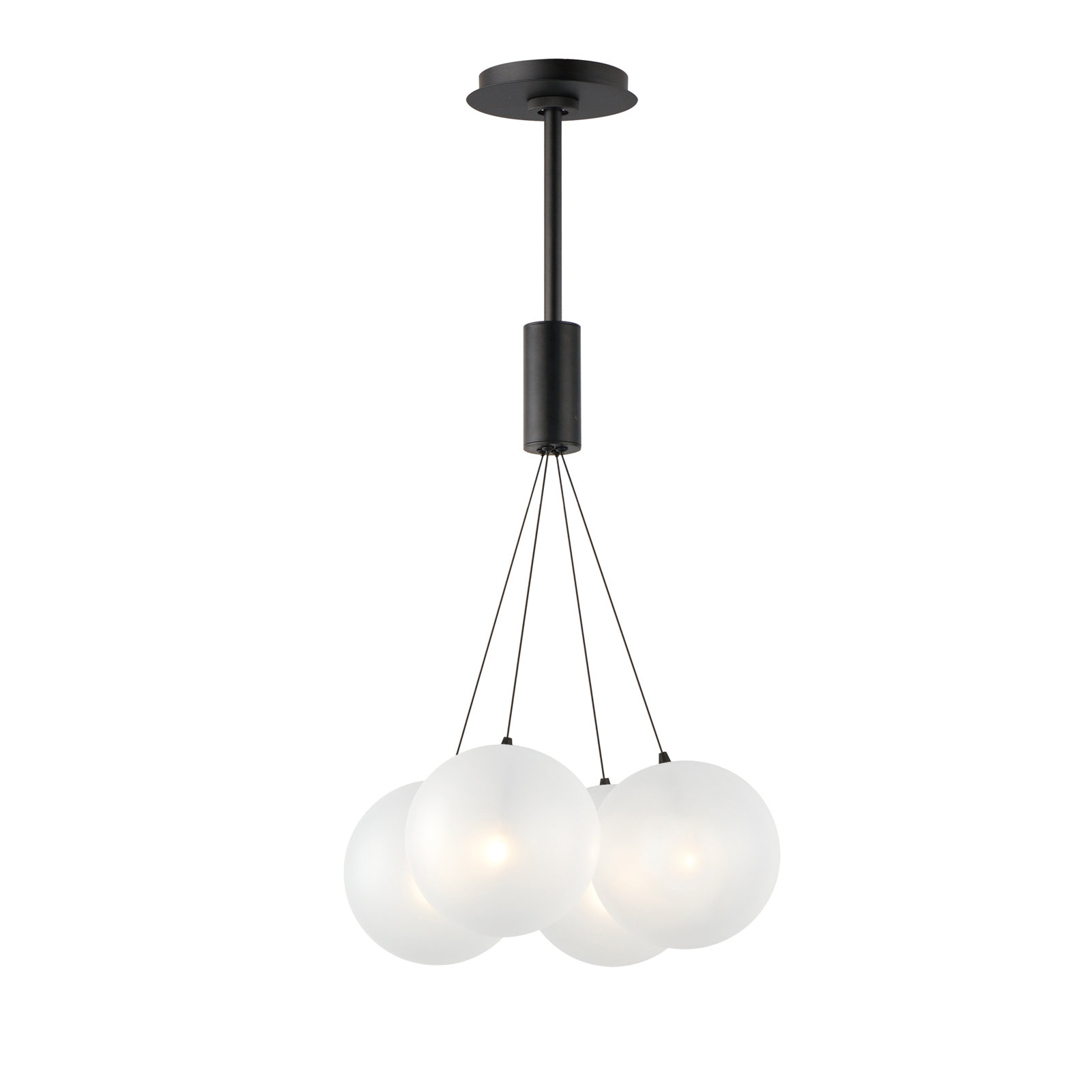 Alikee 4 Light Glass Steel Dimmable Pendant, Clear, Matte Black