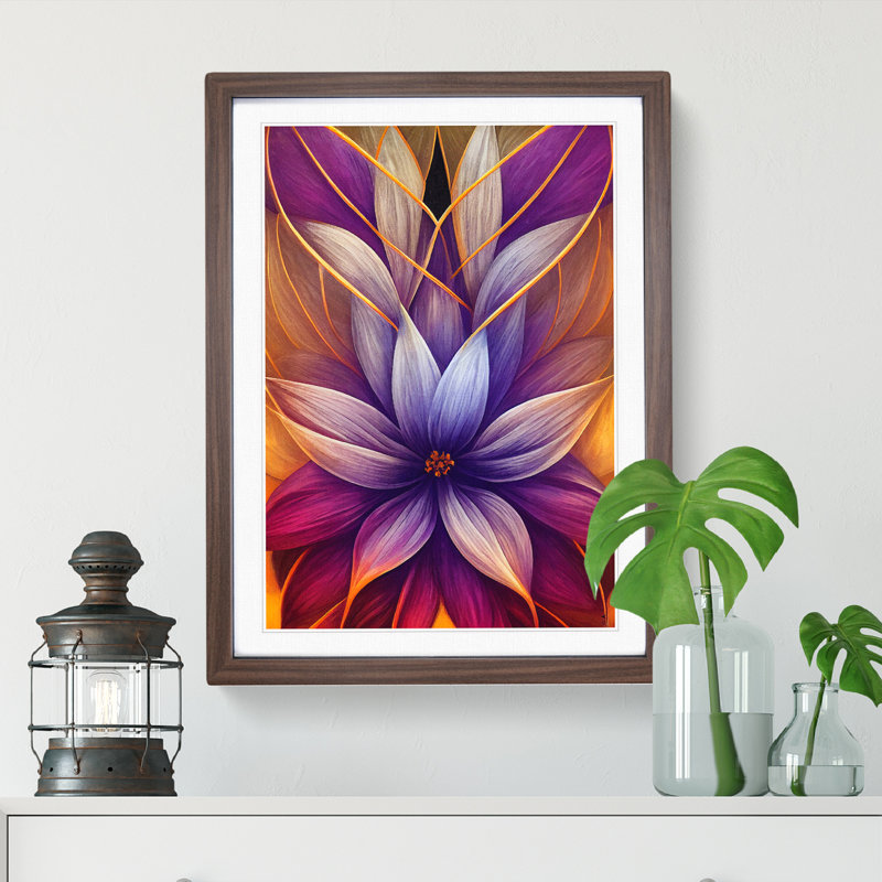 A Super Flower - Single Picture Frame Print, 46cm H x 34cm W x 2cm D, Walnut