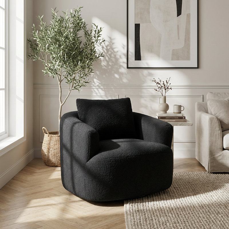 360-Degree Swivel Round Upholstered Comfort Chair with Ergonomic Design