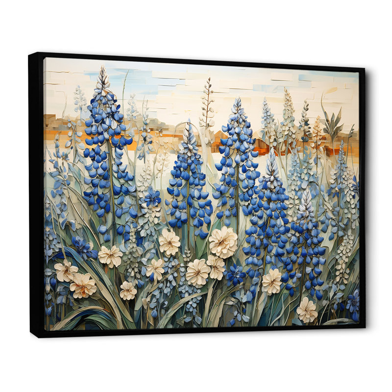 Magical Blue Bonnets Grass Meadows I, reproduction d'art sur toile, Noir, H 16 po x l 32 po x P 1 po
