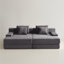 Méridienne surdimensionnée double en flanelle avec 4 coussins Eliam, rembourrée de mousse pure, aucun assemblage requis, gris-118698503