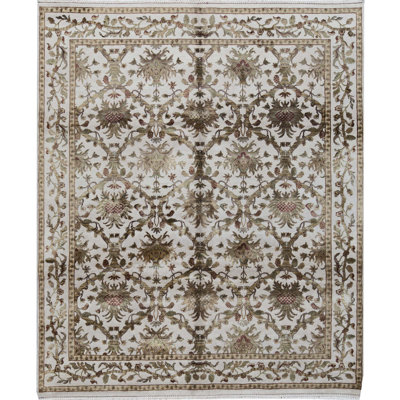 Tapis ivoire noué à la main de haute qualité
