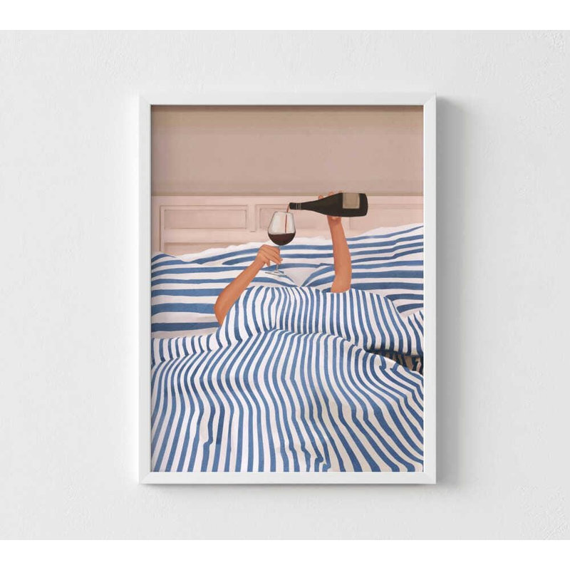«Morning Wine Print»: décor de maison inspiré de l'été (encadré ou non), H 8 po x l 10 po, Blanc
