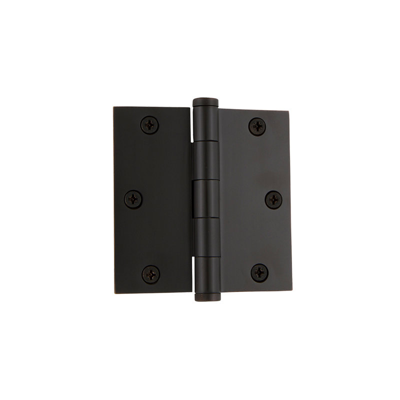 Charnière murale à boutons 3,5" avec coins carrés, Bronze intemporel